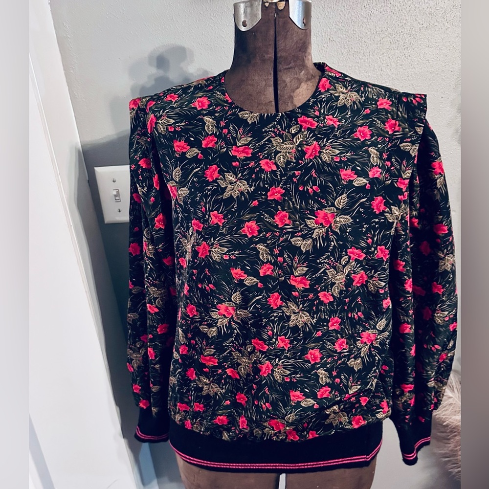 Vintage Lenore Size 14 Floral  Print‎ Long Sleeved Top